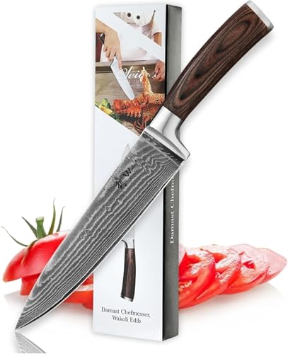 Wakoli EDIB Damastmesser Kochmesser I Damast Küchenmesser...