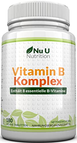 Vitamin B Komplex - 180 Vegan Tabletten - Alle 8 B Vitamine...