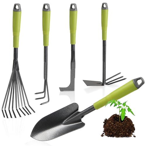 com-four® 5-teiliges Garten-Werkzeug-Set - Gartenset mit...