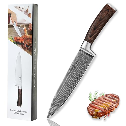 Wakoli EDIB Kochmesser aus echtem Damaststahl (VG10 Kern)...
