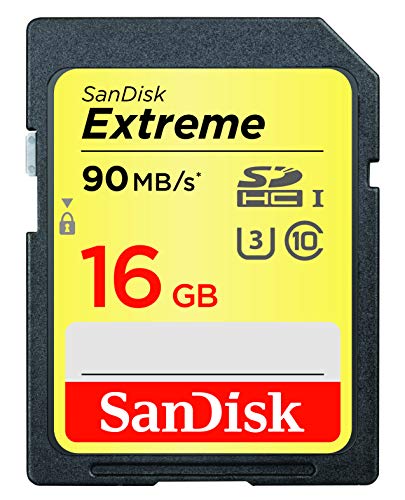 SanDisk Extreme 16GB SDHC UHS-I U3 memory card, up to 90MB/s...