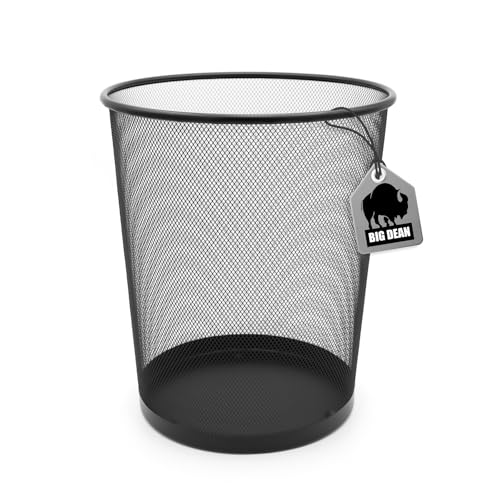 BigDean Papierkorb Büro Mülleimer schwarz 20L Draht -...