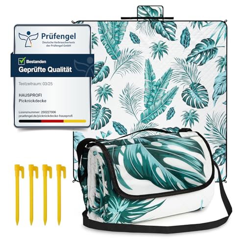 HAUSPROFI Picknickdecke 200x200 cm, wasserdicht & isoliert -...