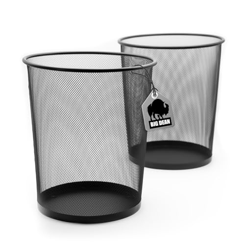 BigDean 2 Stück Papierkorb Mülleimer schwarz 20L Draht -...